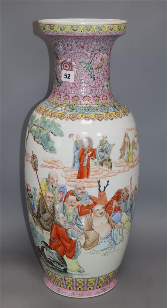 A Chinese famille rose vase, 20th century height 62cm (a.f.)